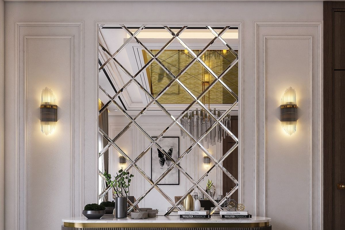 Diamond mirror design for living room in Kukatpally